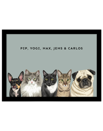 Custom Pet Portrait - Five Pet Portrait