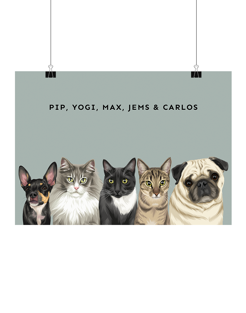 Digital Pet Portrait - Digital File Only (Up to 5 Pets)