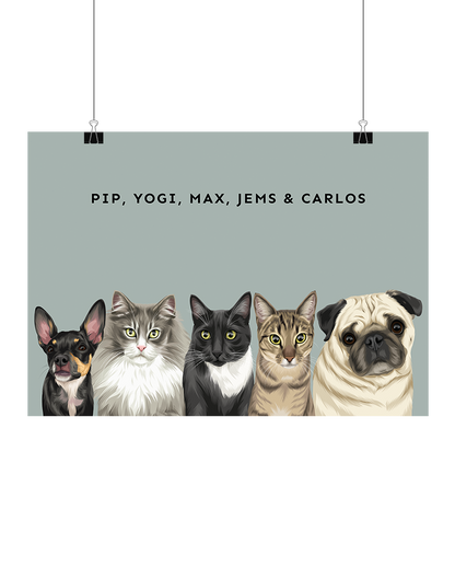 Digital Pet Portrait - Digital File Only (Up to 5 Pets)