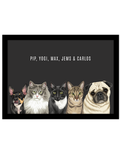 Custom Pet Portrait - Five Pet Portrait