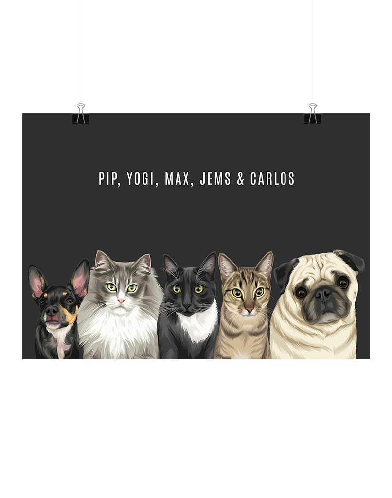 Digital Pet Portrait - Digital File Only (Up to 5 Pets)