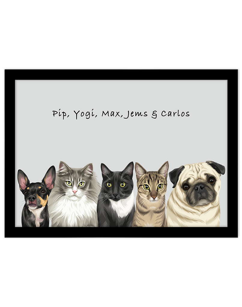 Custom Pet Portrait - Five Pet Portrait