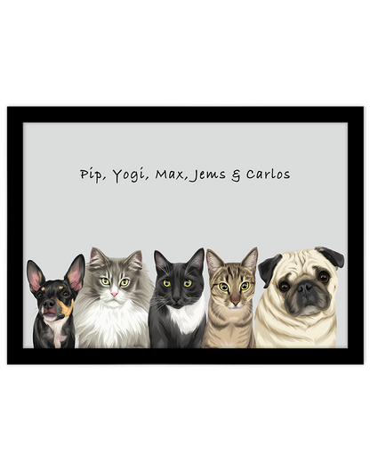 Custom Pet Portrait - Five Pet Portrait