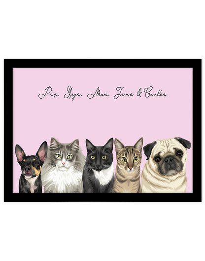 Custom Pet Portrait - Five Pet Portrait
