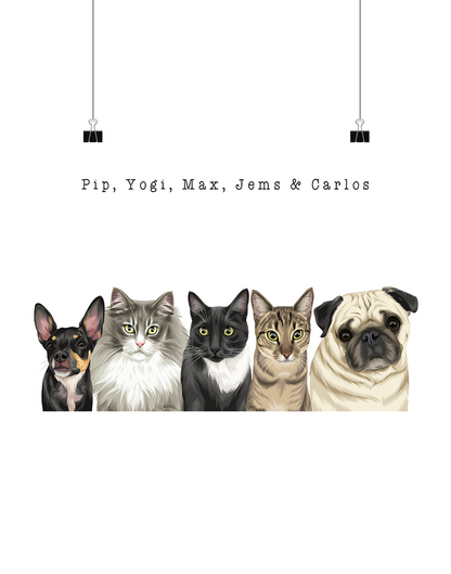 Digital Pet Portrait - Digital File Only (Up to 5 Pets)