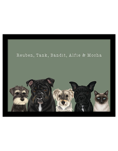 Custom Pet Portrait - Five Pet Portrait
