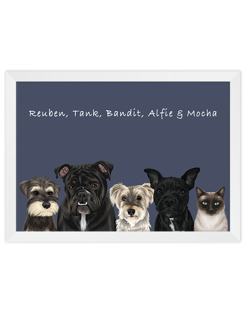 Custom Pet Portrait - Five Pet Portrait