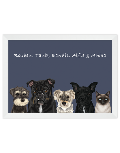 Custom Pet Portrait - Five Pet Portrait