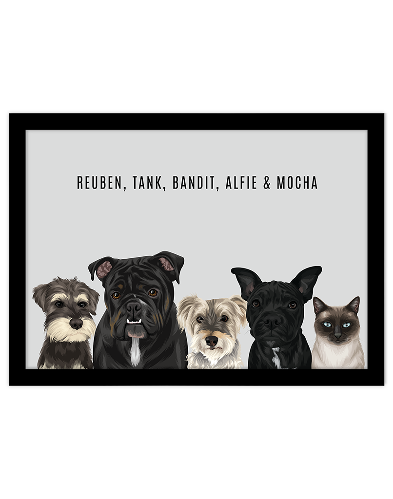 Custom Pet Portrait - Five Pet Portrait