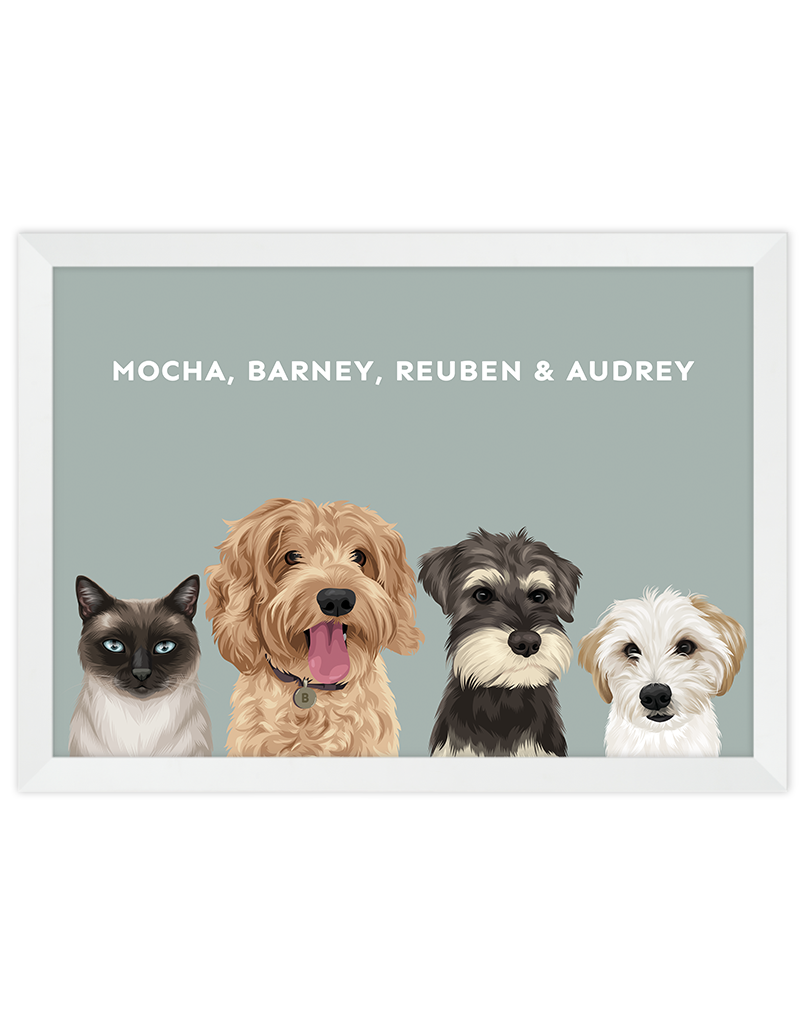 Custom Pet Portrait - Four Pet Portrait