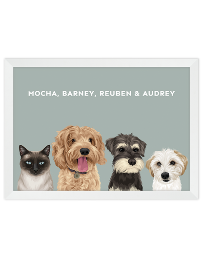 Custom Pet Portrait - Four Pet Portrait