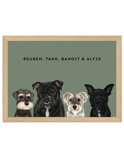 Custom Pet Portrait - Four Pet Portrait