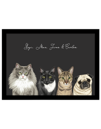 Custom Pet Portrait - Four Pet Portrait