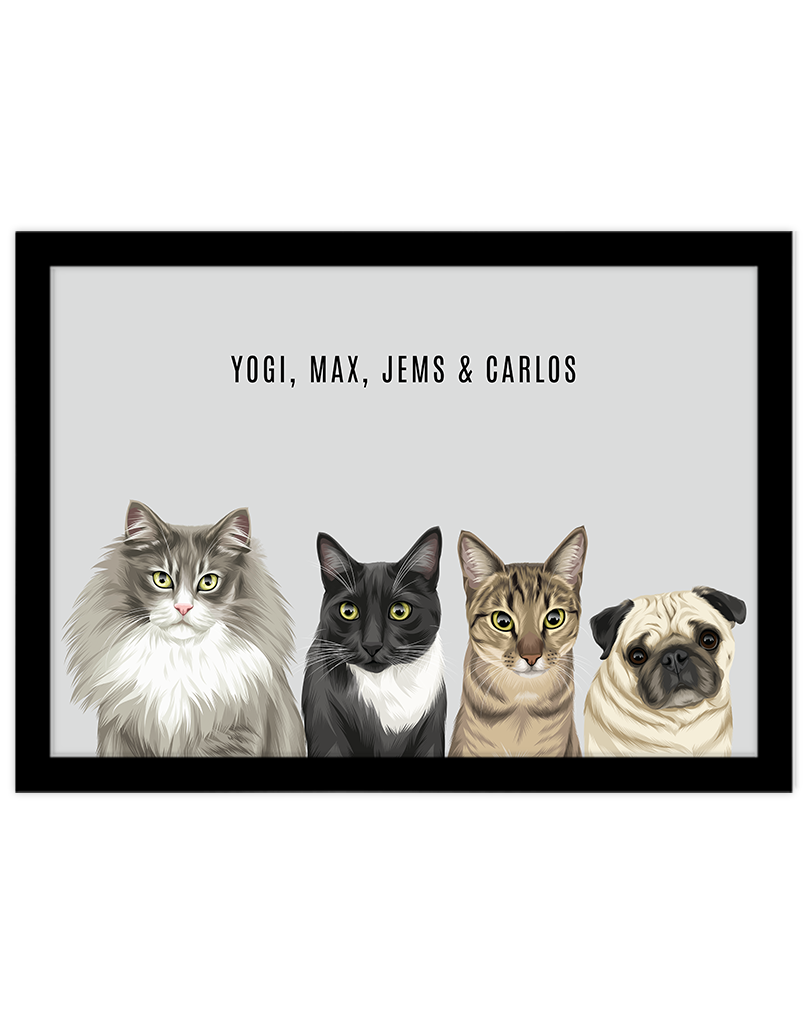 Custom Pet Portrait - Four Pet Portrait