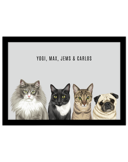 Custom Pet Portrait - Four Pet Portrait
