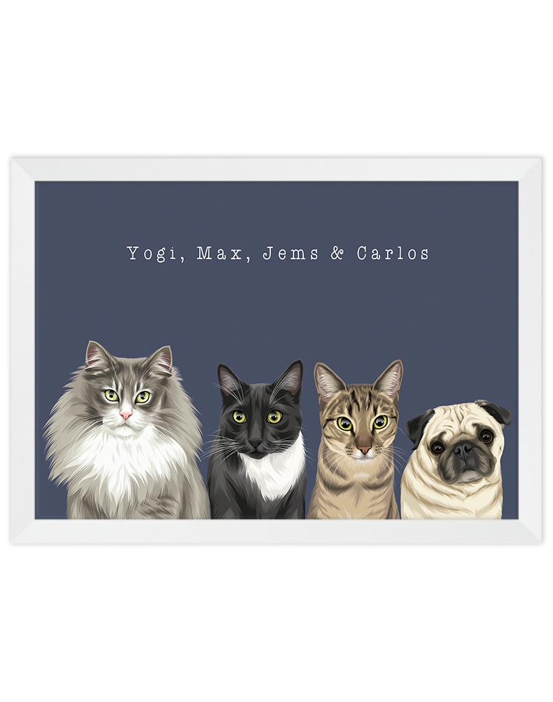 Custom Pet Portrait - Four Pet Portrait