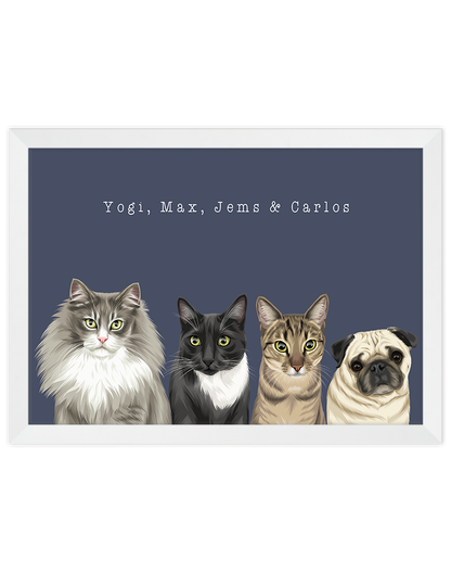 Custom Pet Portrait - Four Pet Portrait