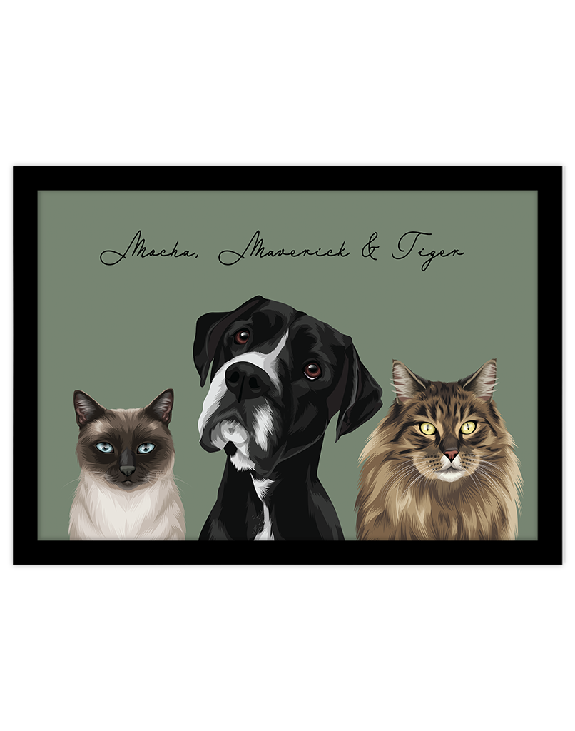 Custom Pet Portrait - Three Pets