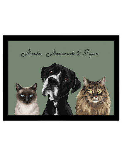 Custom Pet Portrait - Three Pets