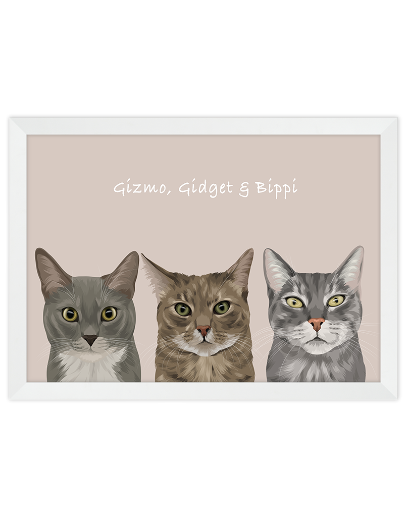 Custom Pet Portrait - Three Pets