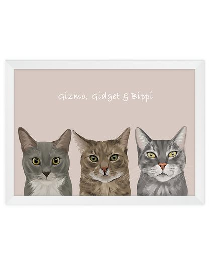 Custom Pet Portrait - Three Pets