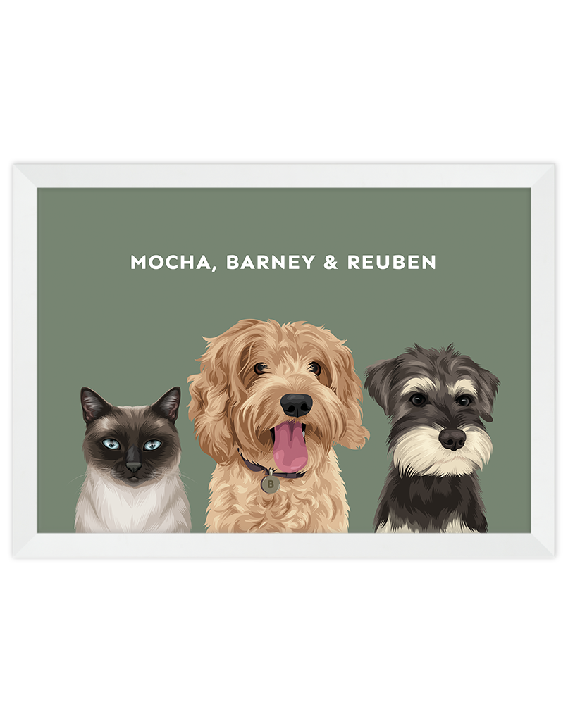 Custom Pet Portrait - Three Pets