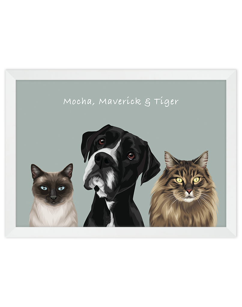 Custom Pet Portrait - Three Pets