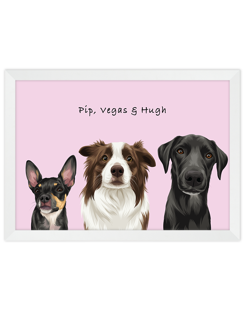 Custom Pet Portrait - Three Pets