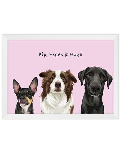 Custom Pet Portrait - Three Pets