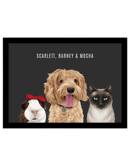 Custom Pet Portrait - Three Pets