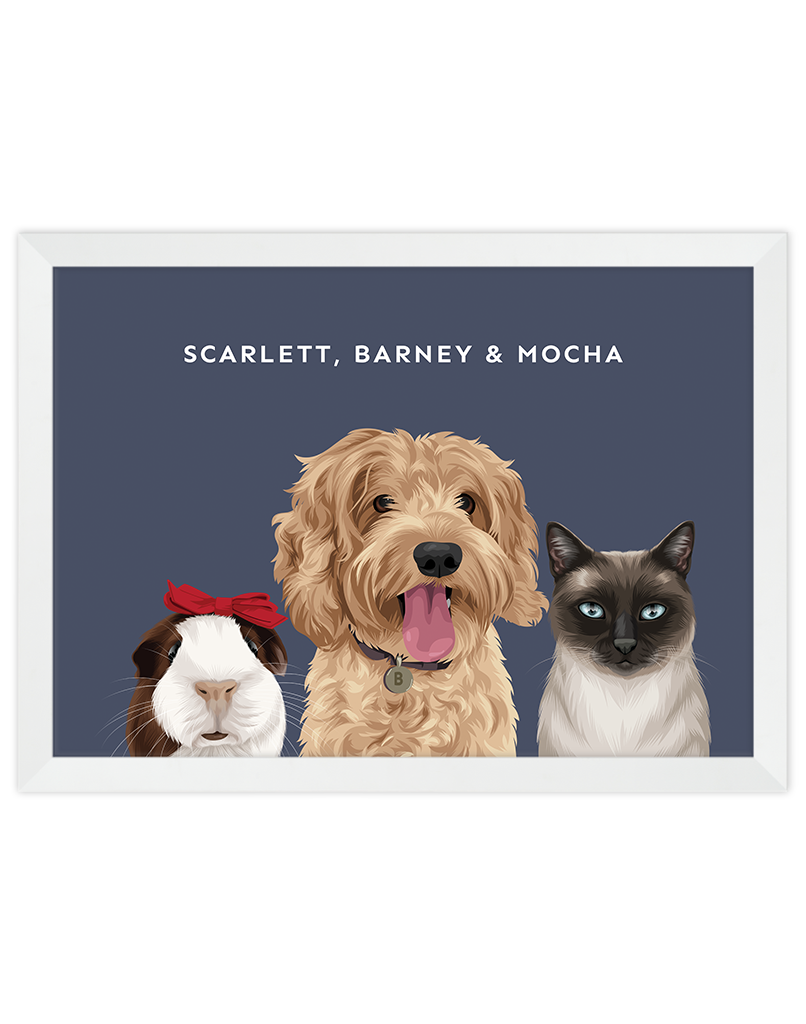 Custom Pet Portrait - Three Pets