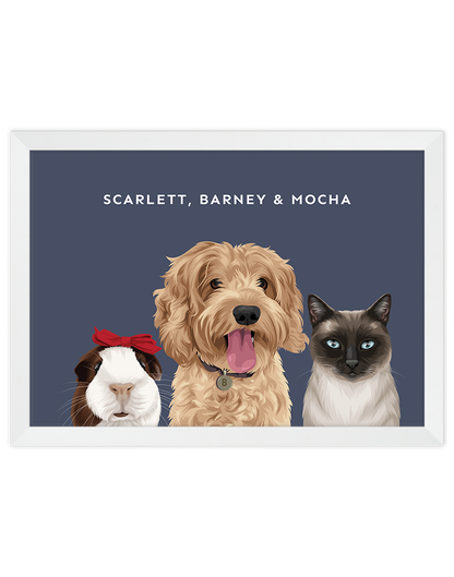 Custom Pet Portrait - Three Pets