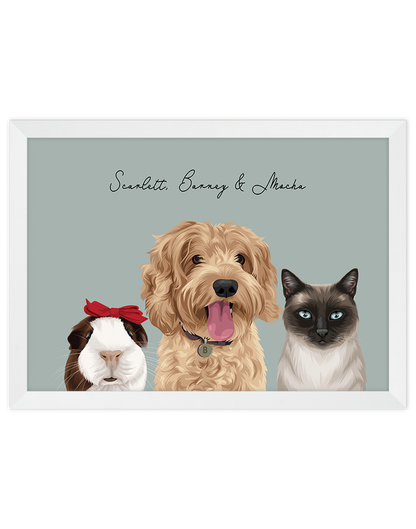 Custom Pet Portrait - Three Pets