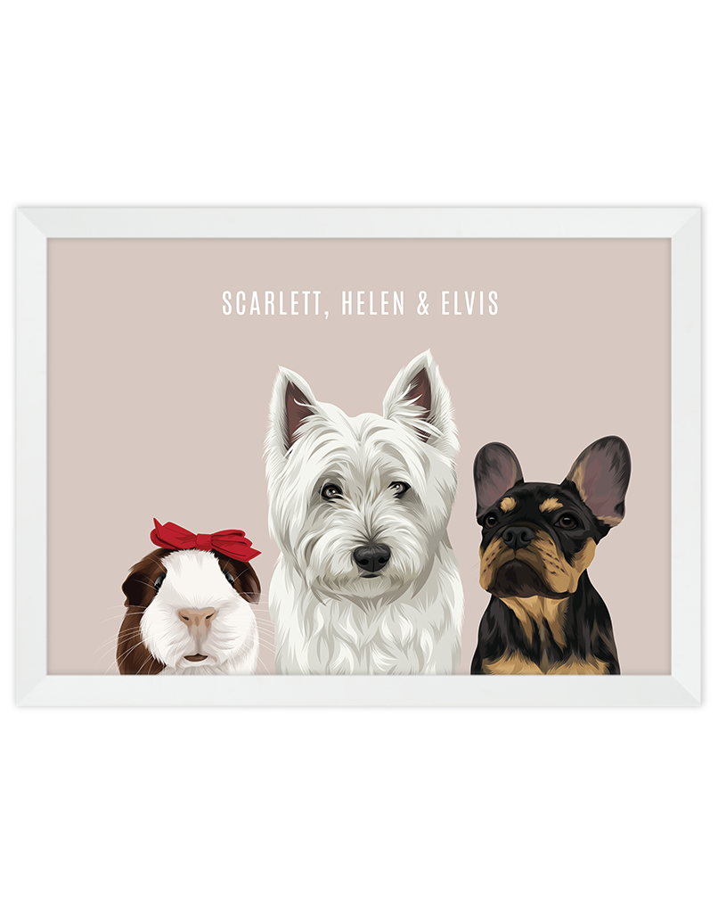 Custom Pet Portrait - Three Pets