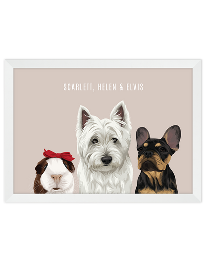 Custom Pet Portrait - Three Pets