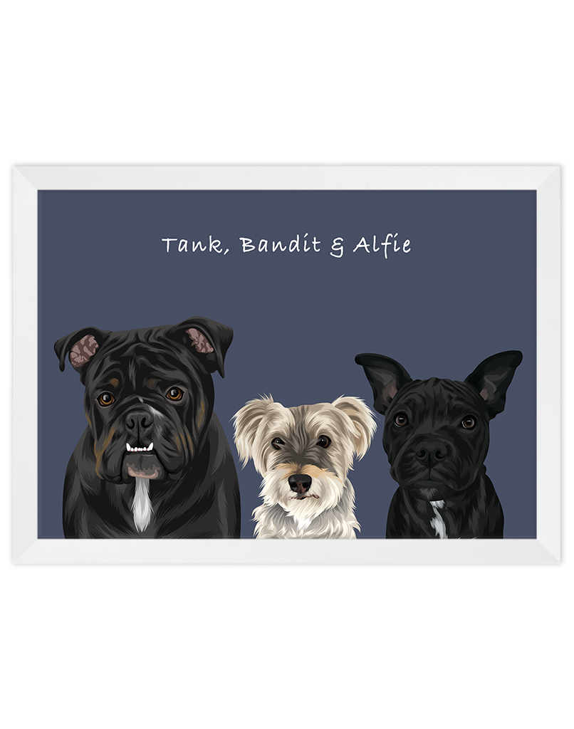 Custom Pet Portrait - Three Pets