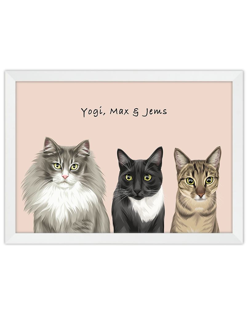 Custom Pet Portrait - Three Pets