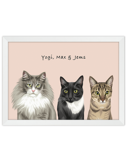 Custom Pet Portrait - Three Pets