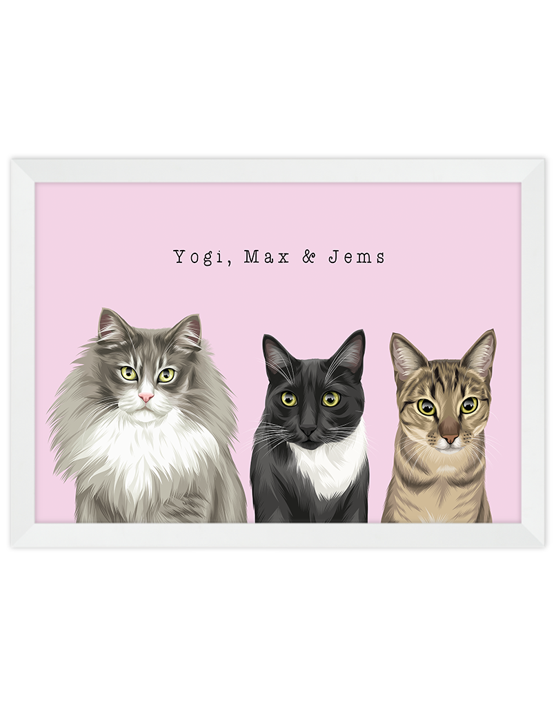Custom Pet Portrait - Three Pets