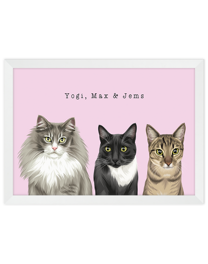 Custom Pet Portrait - Three Pets