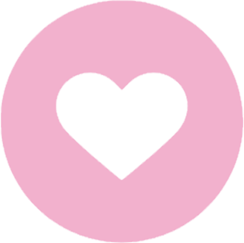 Pink circle with a white heart in the center