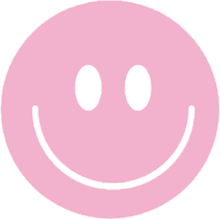 Pink smiley face with white outline on a pink background
