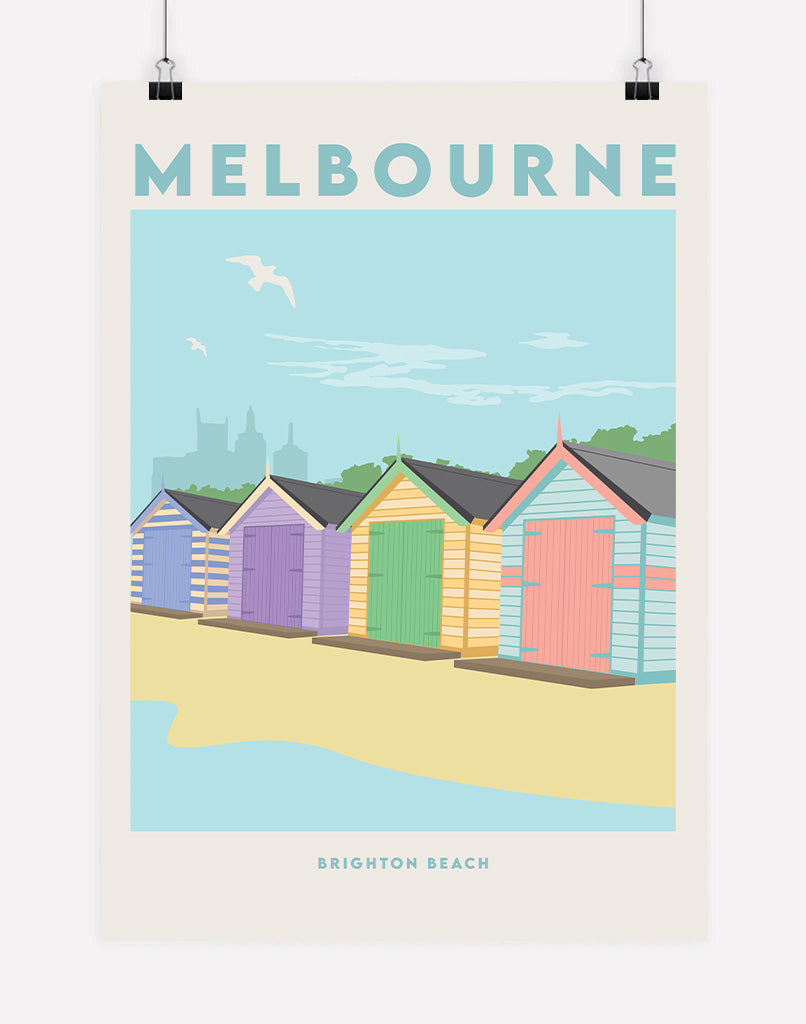 Brighton Beach Boxes Travel Poster - A4 - Unframed - Australia