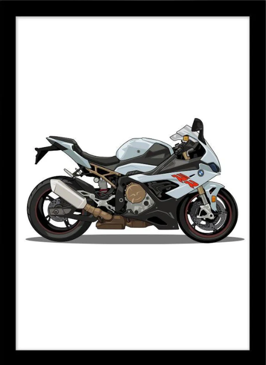 Custom motorbike portrait, personalised rider gift