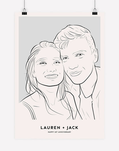 Custom Couple Portrait -  Grey / Poster Print