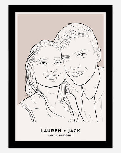 Custom Couple Portrait - Black Frame