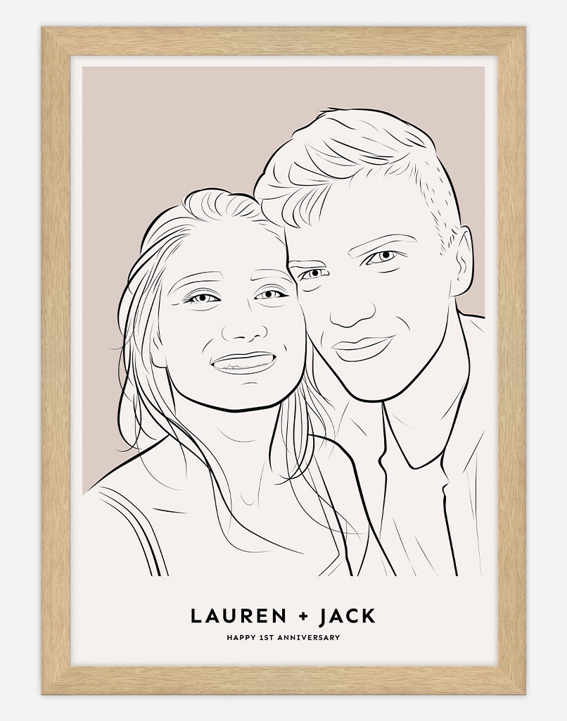 Custom Couple Portrait - Oat / Timber Frame