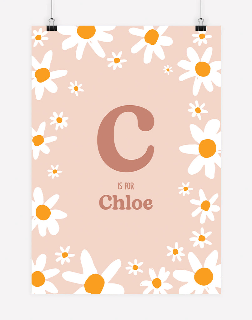 Personalised Daisy Name Print - A4 - Unframed - Rose Australia
