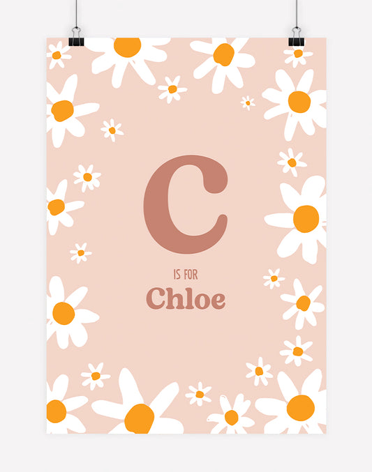 Personalised Daisy Name Print - A4 - Unframed - Rose Australia