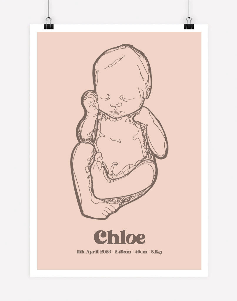 Custom Birth Poster - A4 - Unframed - Rose Australia